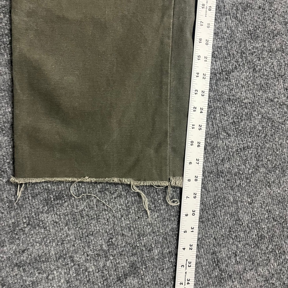 Dickies Carpenter Pants Mens Size 30x24 Olive Green Canvas Distressed Raw Hem - Picture 4 of 8